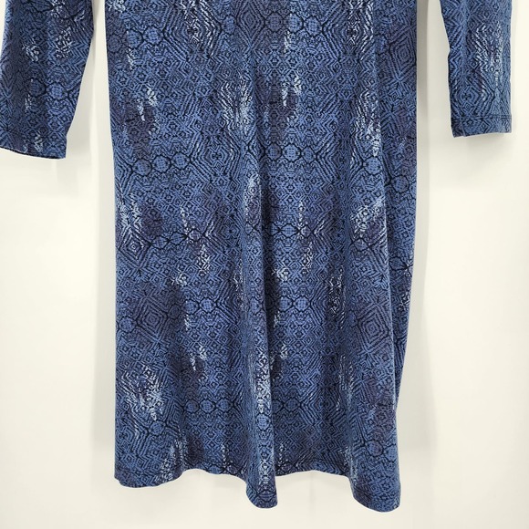 Patagonia Metairie Dress M Surplice V Neck Organic Cotton A Line Flare Navy Blue - Picture 8 of 13